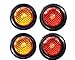 2 Amber 2 Red LED 2" Round Clearance/Side Marker Light Kits with Light and Grommet Truck Trailer RV Pack of 4