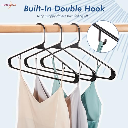 House Day HDTU16560 Black Plastic Hangers 60 Pack, Clothes Hangers With Non Slip Hooks, Durable & Space Saving Coat Hanger, Light-Weight Clothing Hangers, Perfect Closet Organizer thumb #3
