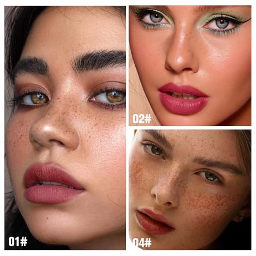 Image of evpct 3Pcs Peel Off Lip Stain Tints, Maroon Mauve Nude Brown Matte Liquid Lipstick Lip Stain Long Lasting Waterproof for Women, Non-stick Cup Lipstick Peel Off Highly Pigmented Smudge-proof Liptint