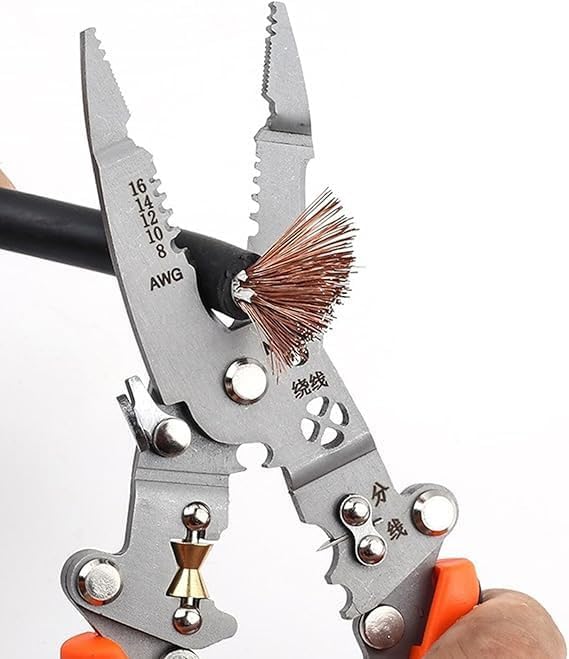 Image of Wire Stripper Machine 6-in-1 Wire Stripping Tool with Hand Crank, 6 Channels & 5 Blades for 0.06 inch-0.65 inch (3-17mm) Scrap Copper Wire Peeler & Recycling (Foldable wire striper)