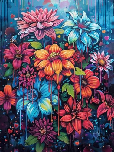 Diamond Painting Fleurs 70x90 cm : Kit Broderie Diamant Complet pour Adulte