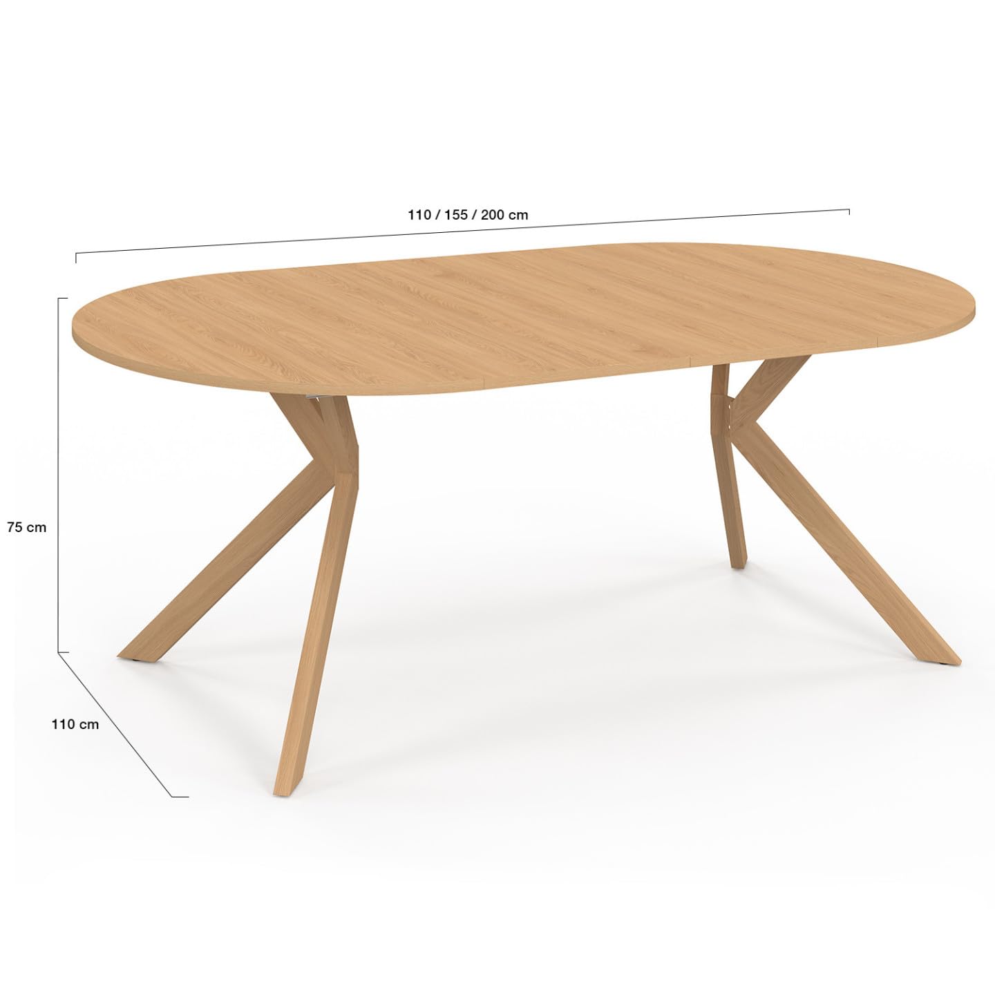 IDMarket – Mesa de comedor extensible redonda Alix 110-200 cm, madera efecto haya