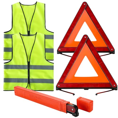 NYXOVA Warning Triangle Kit with Reflective Warning Vest, Reflective Warning Road Safety Triangle...