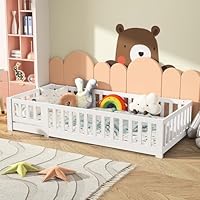 Cama Infantil Con Techo Y Ventanas, Protección Anticaídas, Con Escalera Lateral Y Dos Cajones Pino Mdf Blanco Natural 90x200cm