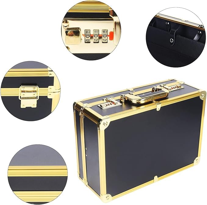 Professional Barber Case, Barber Tool Kits Storage, Double Layer Travel Barber Tool Box, Luxury Carrying Case for Beauty Hair Stylist Pet Groomer with Handle & Secure Numlock (Style 3)