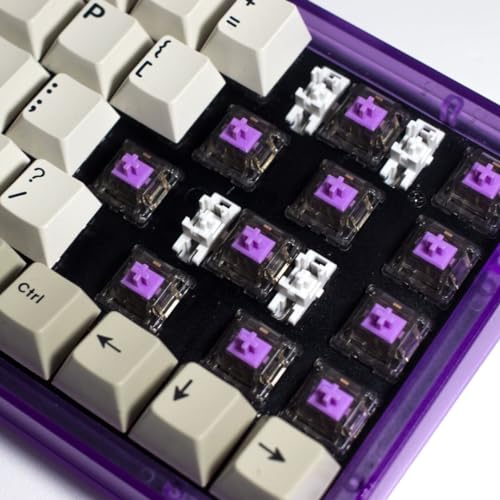 DUROCK Linear Keyboard Switches, Creamy Purple Stem L4 Switch 67g, Gold-Plated Spring Smooth Smokey Shell 5 Pins Switches for Mechanical (L4 67g Switch, 70pcs), L4 Creamy Purple Smokey 67g - Image 2