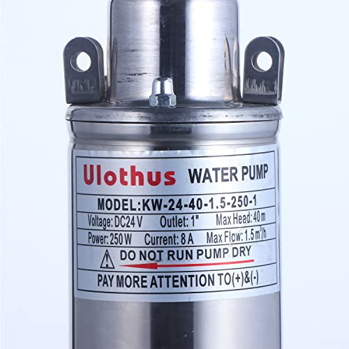 Ulothus Dc 24V Screw Pump 250W 131Ft Lift 396Gph Electric Power Submersible Deep Well Pump Garden Home Agricultural Irrigation Stainless Steel Solar Water Pump #TOP4