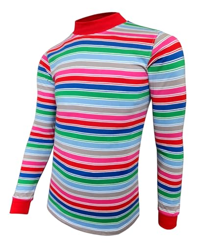 Mens Striped Crewneck Long-Sleeve Cosplay T-Shirt