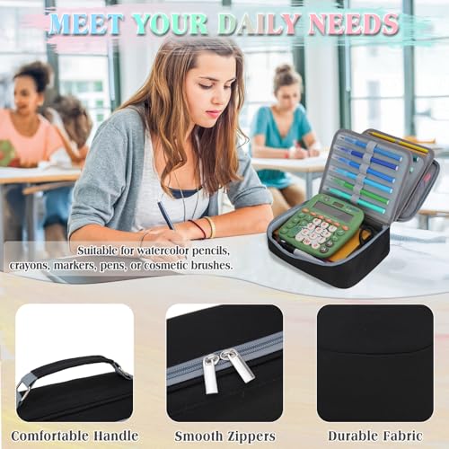 Image of VX VONXURY Large Pencil Case, 54-Slot Colored Pen Pouch 2 Removable Sleeves