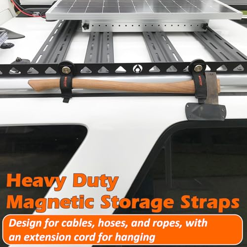 Image of MUTUACTOR 2packs Magnetic Hooks Heavy Duty,Strong Magnet Garage Hook Large Capability for Hanging Cables Rubber Coating Mounting Magnet Storage Hooks for Garden Hoses Ropes Cordless Drills Tools Box