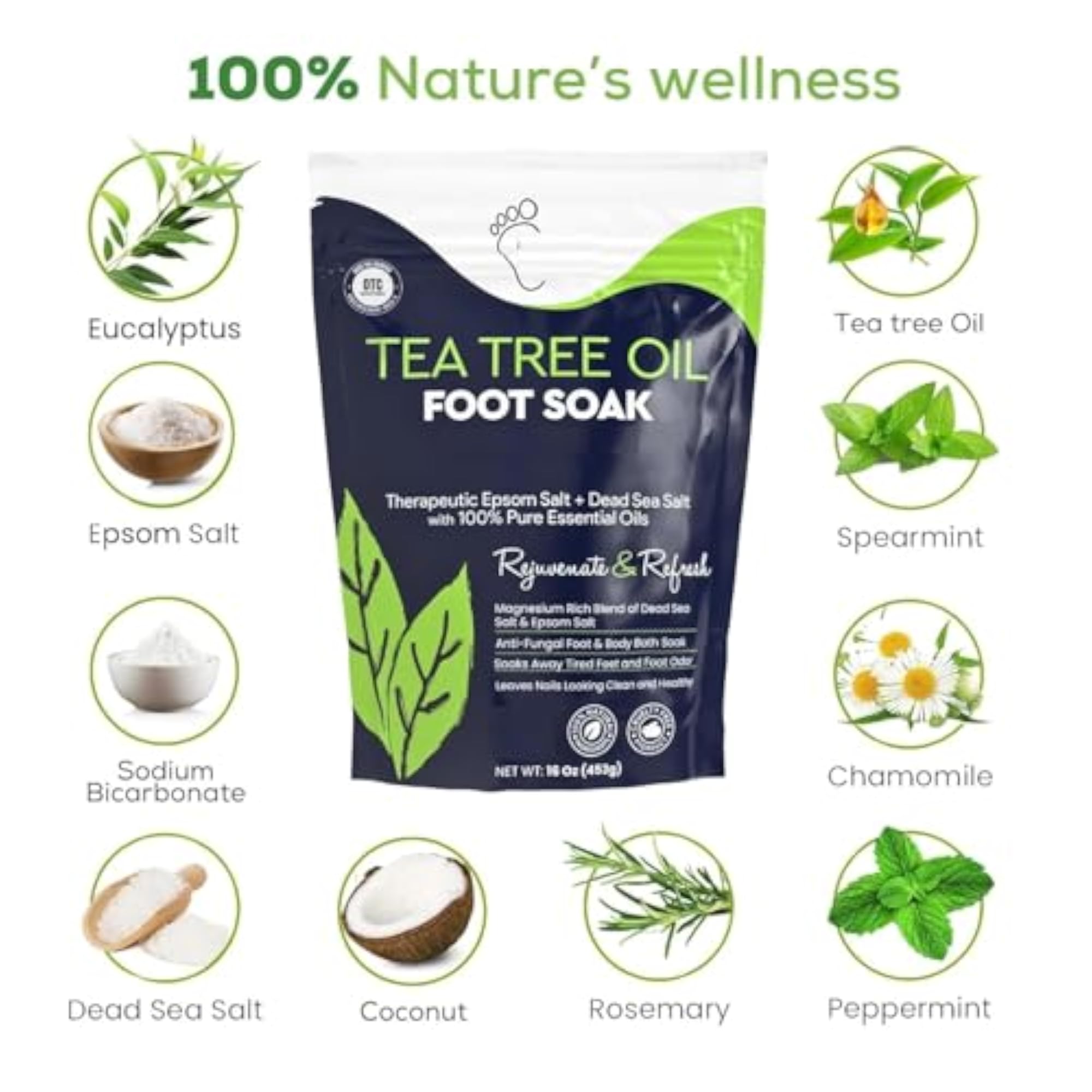 Tea Tree Oil Foot Soak with Epsom Salt, Natural Treatment