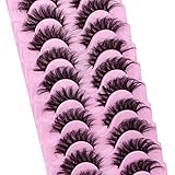 10 Paare Falsche Wimpern, D Curl Lange Wimpern, Dramatisch Wispy Weiche künstliche Wimpern Wiederverwendbar Fake Lashes Faux Mink Flauschig Wimpern(FL-06 Wimpern Set)