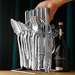 24 Piece Silverware Set with Hanging holder,Stainless Steel Flatware Cutlery Set-Fork Spoon and Knife Service for 6,Kitchen Utensil Tableware Set,Mirror Polished,Dishwasher Safe,Silvery - Image 5
