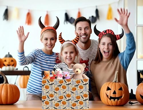 Image of Large Halloween Themed Candy Gift Boo Basket for Kids Baby Personalized Adults Storage Bin Fall Decor(Boo Bat Pumpkin Spooky)