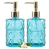 GOYISEE Glas Seifenspender,12 Oz Diamant Design Glas Nachfüllbare Hand Seifenspender, Mundwasser...