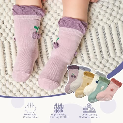 Baby Boys Socks Cotton Crew Toddler Socks with Grips Anti Skid Bottom Socks 6 Pack3