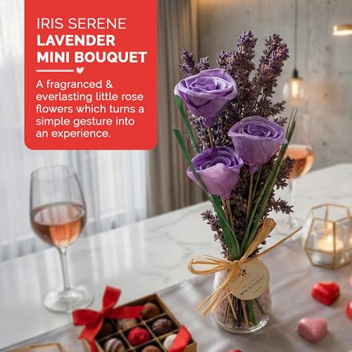 Image of IRIS Serene Lavender Roses Mini Scented Bouquet | Timeless & Everlasting Gift