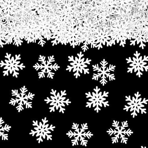 Vofrise 200PC White Snowflake Confetti Christmas Decorations Mini Snowflakes Table Confetti For Winter Wonderland Birthday Baby Shower Wedding Party Decoration
