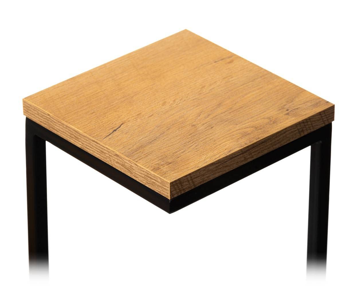 4 Etagen Blumentreppe - Metall Pflanzentreppe 79 cm Hoch - Blumenregal mit MDF-Platten in Eichenoptik für 4 Blumen - Blumenständer für die Innendekoration (Eichen)
