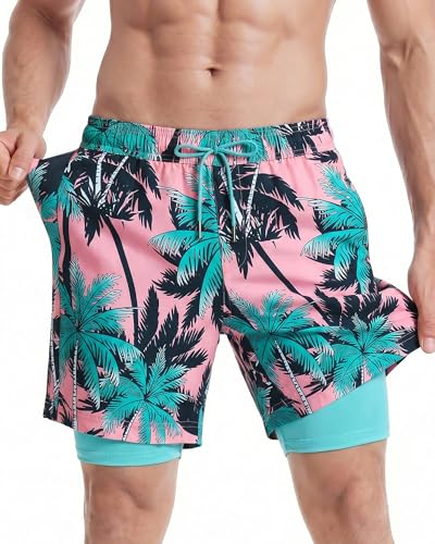 Short de bain 2 en 1 Homme XL Vert Coco Maamgic avec doublure intégrée