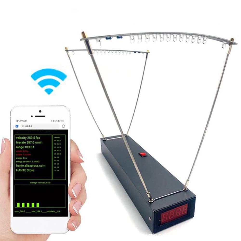 Hancaner Velocimetry Geschwindigkeitsmessgerät Pro mit Baldachin und WiFi 30–9999fps,hochpräziser Geschwindigkeitsmesser in WiFi-Version, unterstützt 20 Datenspeichersätze