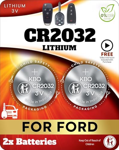 Key Fob Battery for Ford, for Mazda, and for Lincoln CR2032 (2-Pack) - for Explorer, F150, Ranger...