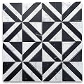 Stone Center Online Carrara White Marble 3 inch Striped Square Maze Mosaic Tile w/Nero Marquina Black Honed Kitchen Bath Wall Floor Backsplash Shower (1 Sheet)