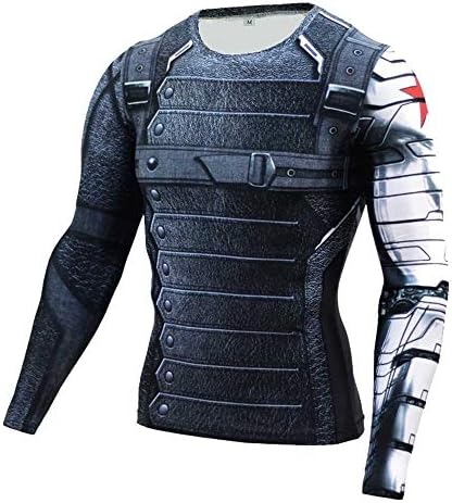 Cosfunmax Super Hero Compression Sports Shirt Men's Long Sleeve Fitness Tee Gym T-Shirt XL