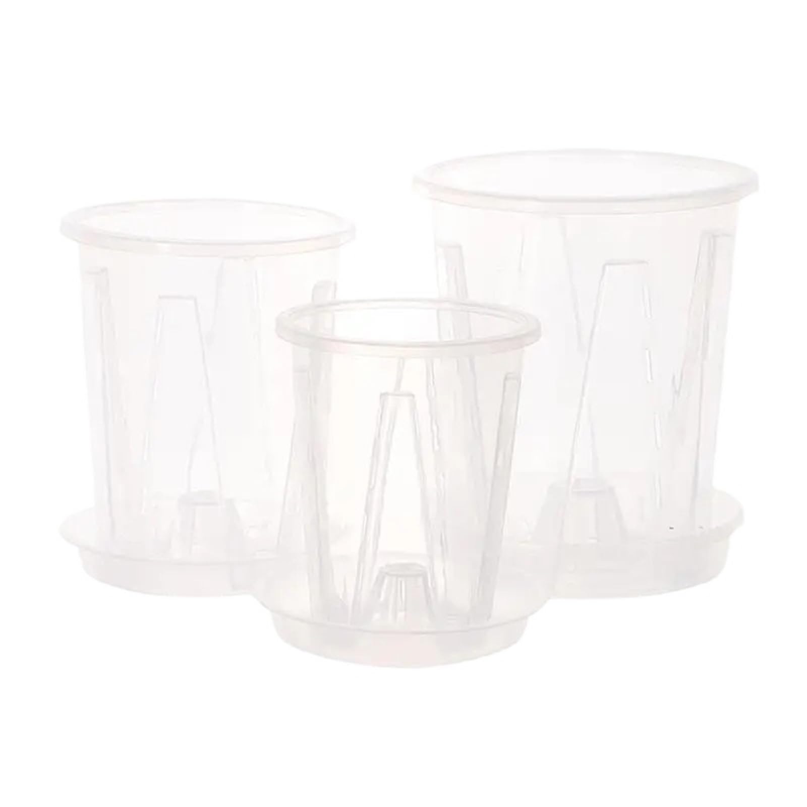 RUWLFE 8Pc Root Control Transparent Flower Pot With Tray For Phalaenopsis Orchid Planting With Stomata Home Gardening Decor for Succulents, Houseplants(12CM)