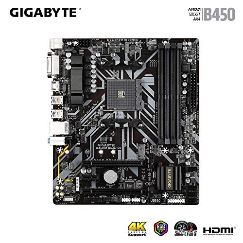 Image of Gigabyte AMD B450M DS3H V2 Ultra Durable Motherboard with Digital VRM Solution PCIe Gen3 X4 M.2, Anti-Sulfur Resistor, RGB LED Strip Header with GP-P450B 80 Plus Bronze Power Supply