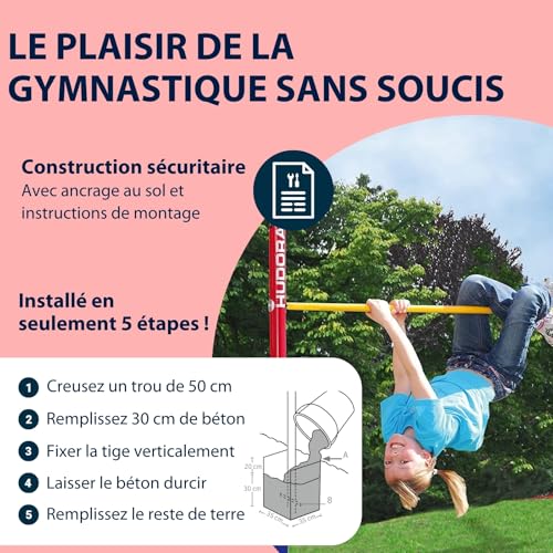 Barre de gymnastique réglable et résistante aux intempéries de jardin - 4