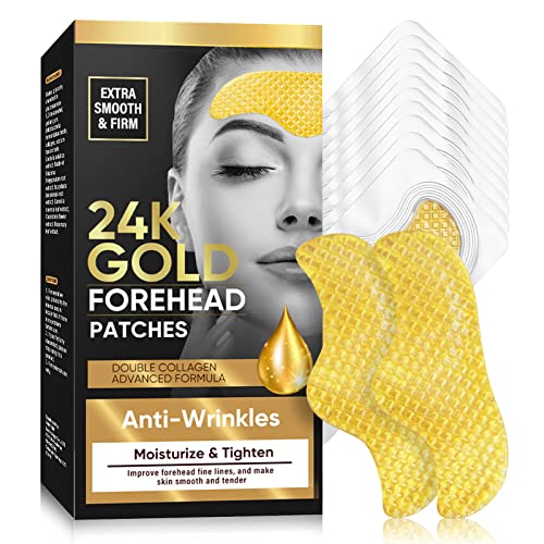 HENITAR Forehead Wrinkle Patches, 24K Gold Collagen Facial Patches, Smoothing and Moisturizing T-Zone Wrinkles, Fine Lines, Anti-Wrinkle Patch