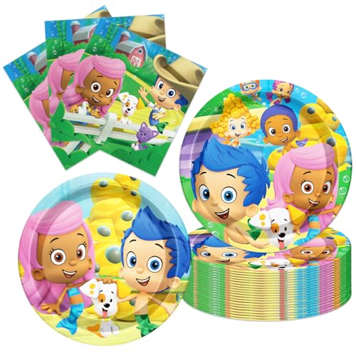ShrooFit Guppies of Bubble Party Supplies 40pck include 20 plates 20 napkins for the Guppies of Bubble birthday party decoration