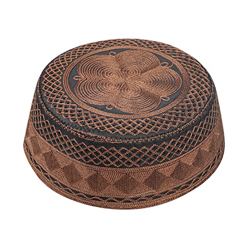 Image of Men Muslim Prayer Kufi Hat Prayer Headwear Cap Islamic Beanie Skull Cap Embroidery Kofia Topi Sun Hat