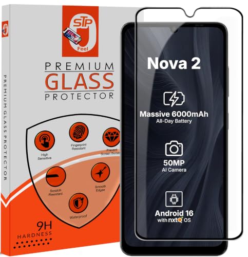 Image of STP FEEL Premium Tempered Glass Screen Protector Guard Compatible For Ai+ Nova 2 5G (6.75 Inch, Pack of 1) | Edge to Edge Coverage With Easy to installation kit for Smartphone