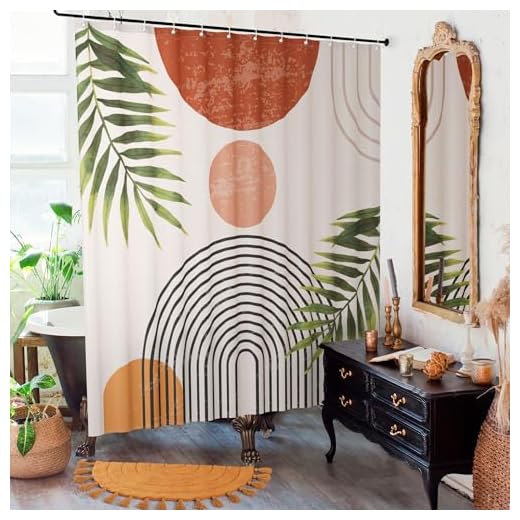KIBAGA Beautiful Boho Shower Curtain for Your Bathroom - A Stylish 72" x 72" Modern Mid Century Curtain That Fits Perfect to Every Bath Decor - Ideal to Brighten Up Your Bohemian Bathroom at Home