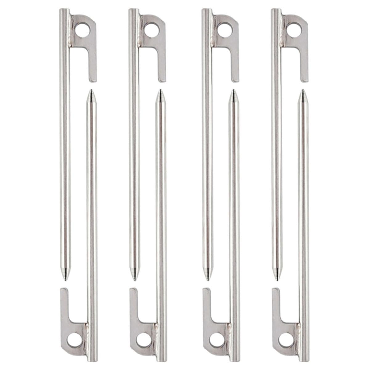 8 Pezzi Picchetti per Tenda in Acciaio Inox da 30cm, Argento