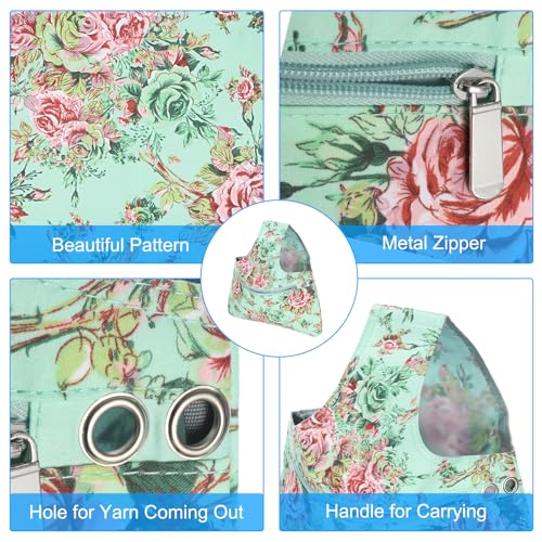 Image of PATIKIL Yarn Storage Bag, Portable Crochet Knitting Bag Case Skein Ball Holder Organizer Crocheting Tote Wrist Bag for Sewing Craft Projects, Green