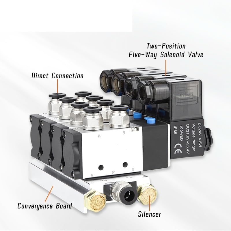 Électrovanne pneumatique 4V210-08 combinée avec raccords 6mm - 6