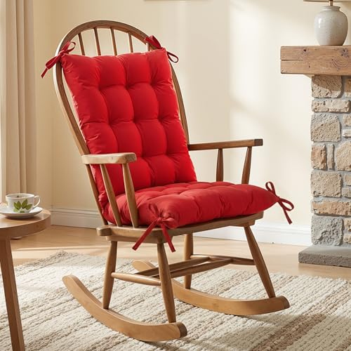 Image of Kuber Industries 18x36 Inch Microfiber Comfy Long Rocking Chair Pad /Floor Cushion with Ties | Comfortable Sitting Large Pillows Seating for Adults | Maroon