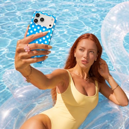 VELVET CAVIAR for iPhone 15 Case - Compatible with MagSafe - 10ft Drop Tested - Protective Summer Cases - Blue Aquamarine Polka Dot by VELVET CAVIAR - Used condition - Image 2
