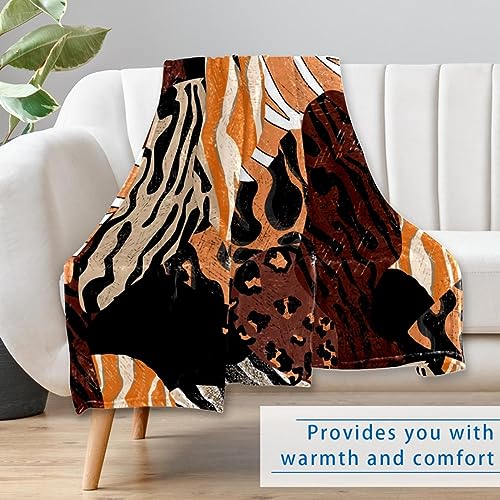 Plaid imprimé léopard et girafe 150x100 cm doux pour lit et canapé