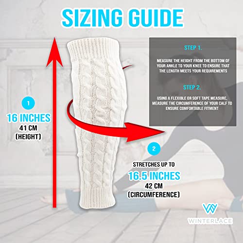 Leg Warmers for Women, 6 Pairs Knee High Cable Knit Warm Thermal Acrylic Winter Sleeve3