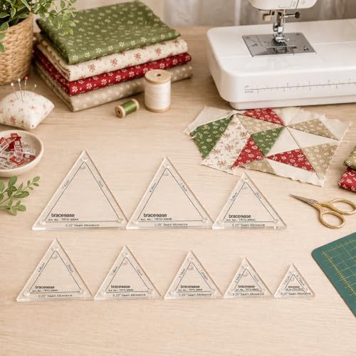 Traceease Triangle 4mm Quilting Templates Set, 8 Clear Acrylic Quilt Templates with 1/4 Inch Seam Allowance for Precise Fabric Cutting, Patchwork, Sewing and Machine Quilting, Sizes 3/4 Inch to 3 Inch by Traceease - Image 3