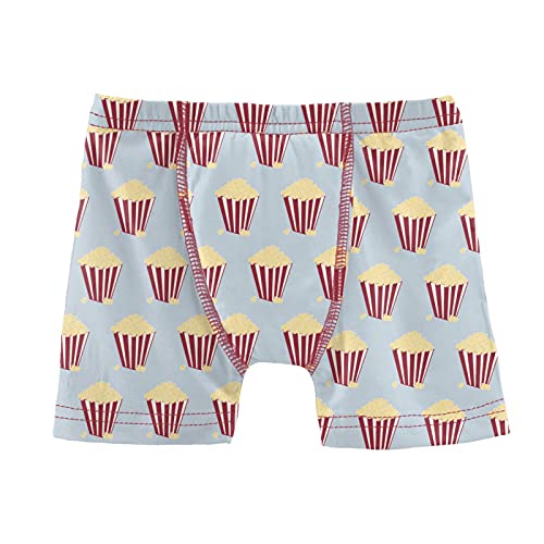 KicKee Pants Boys Boxer Brief Underwear, Silky Soft Printed Boxer Briefs for Your Little Man, Lightweight and Breathable For All Day Comfort (Illusion Blue Popcorn - S-6/8)