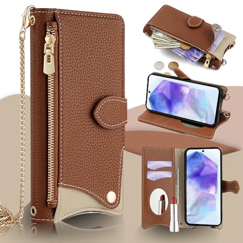 Étui pour iPhone 15 Pro Max avec chaîne et miroir pour simplifier vos sorties en ville