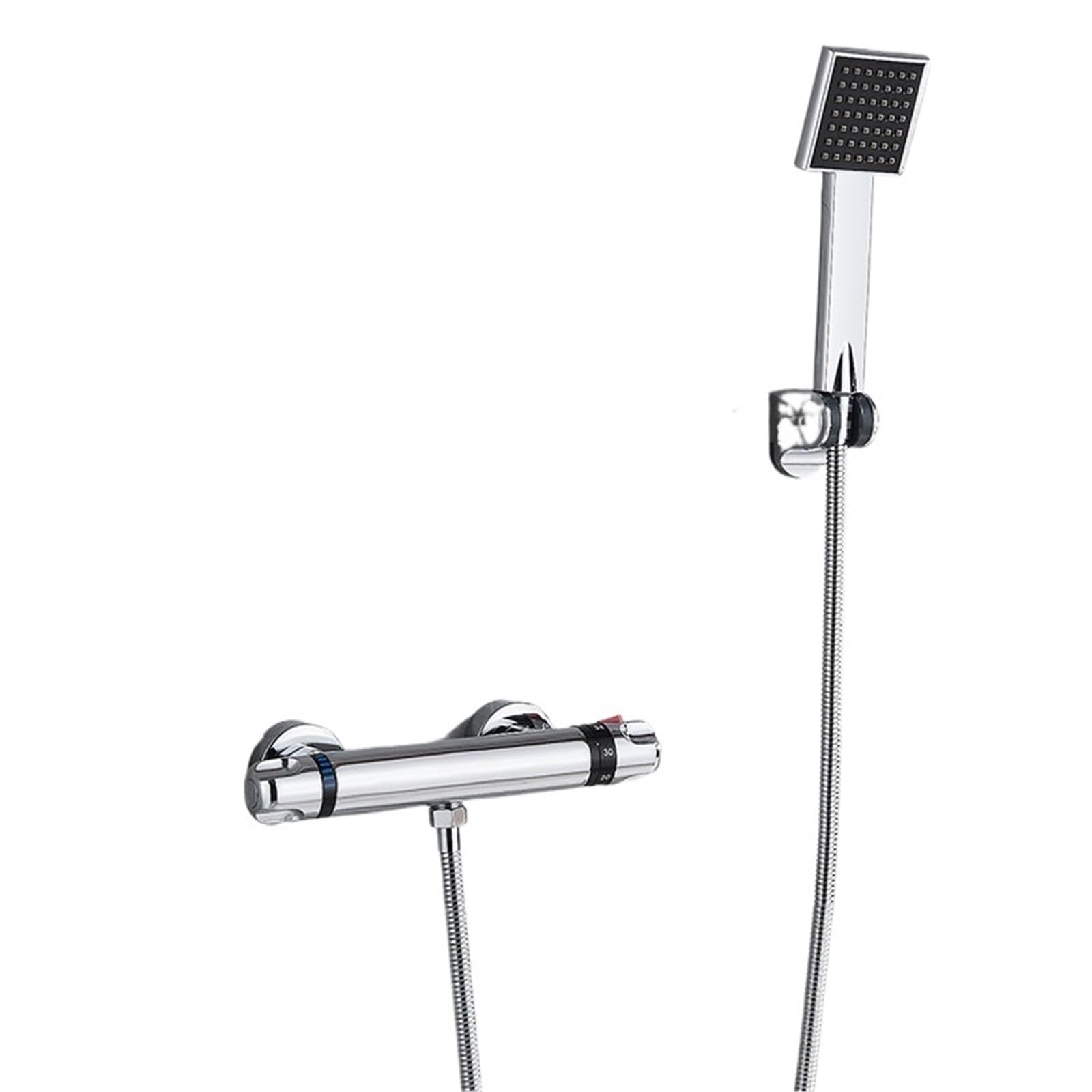 Xpjyua Chrome Full Set C Thermostatic Shower Mixer Thermostatic Shower Faucet Bathroom Chrome Mixertap Thermostat Wall Mounted Bathtub Brass Mixer(Chrome Full Set C)