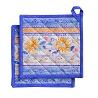 Maison d'Hermine Topflappen-Set, 100% Baumwolle, hitzebeständig, 20 cm x 20 cm, mit Schlaufe zum Grillen, Backen und Anfassen heißer Pfannen, Frühjahr Sommer (Girassol, 2er-Pack)