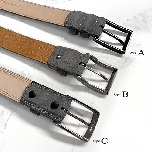 Image of Men's Belt Suede Full Leather Belt Casual Dress Leather Belt 1-3 /8 inch(35mm) Wide, Multi-Style Options