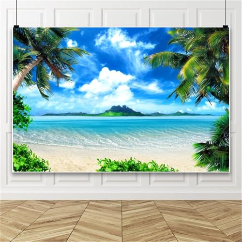 Fondo fotográfico verano playa Hawaii 10x8ft azul miniatura 1